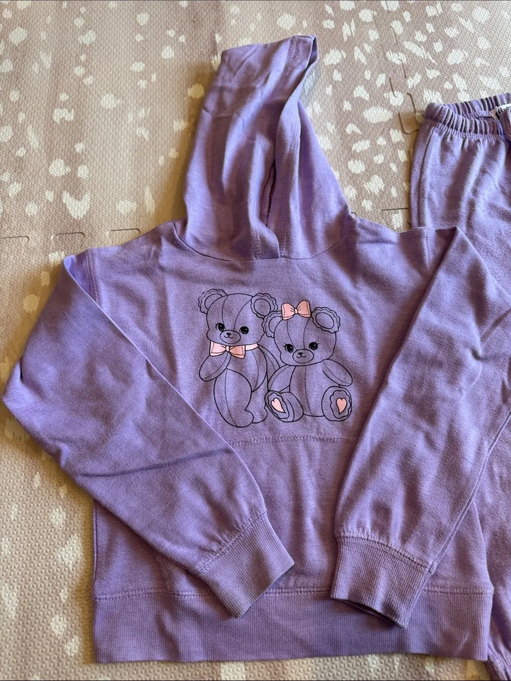 Girls Do Too Lavender Teddy Bear Hoodie & Jogger Sweat Set Size 5 Cute Cozy